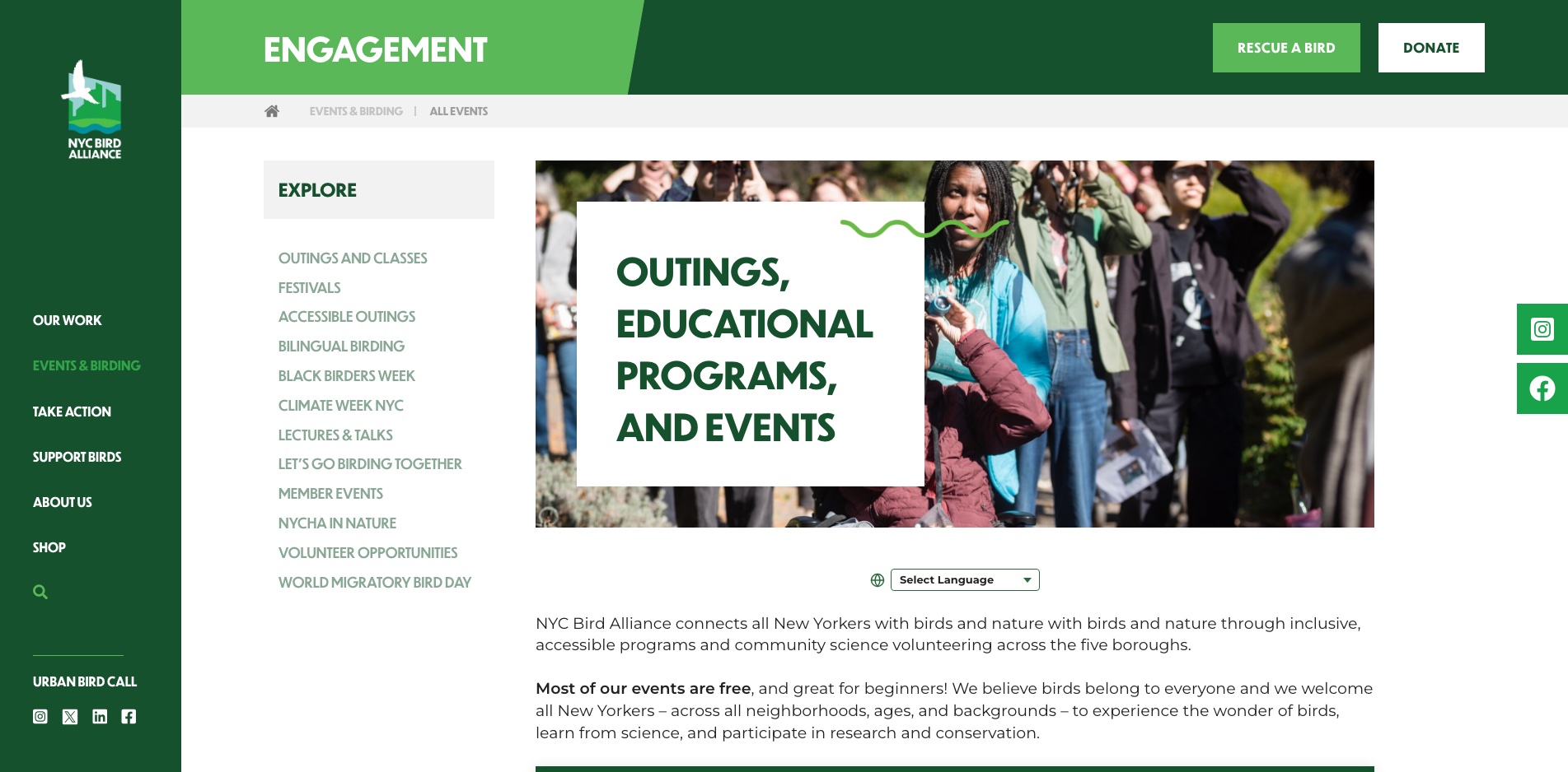 NYC Bird Alliance events and birding programs