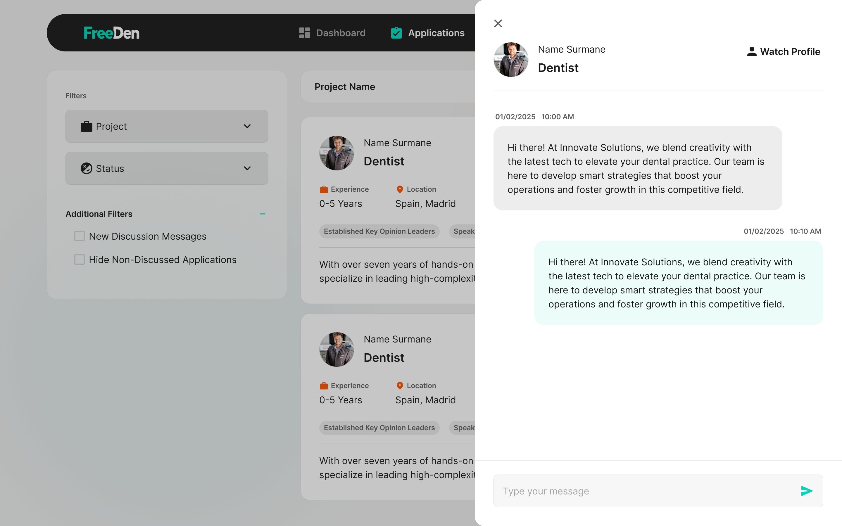 FreeDen In-Platform Messaging