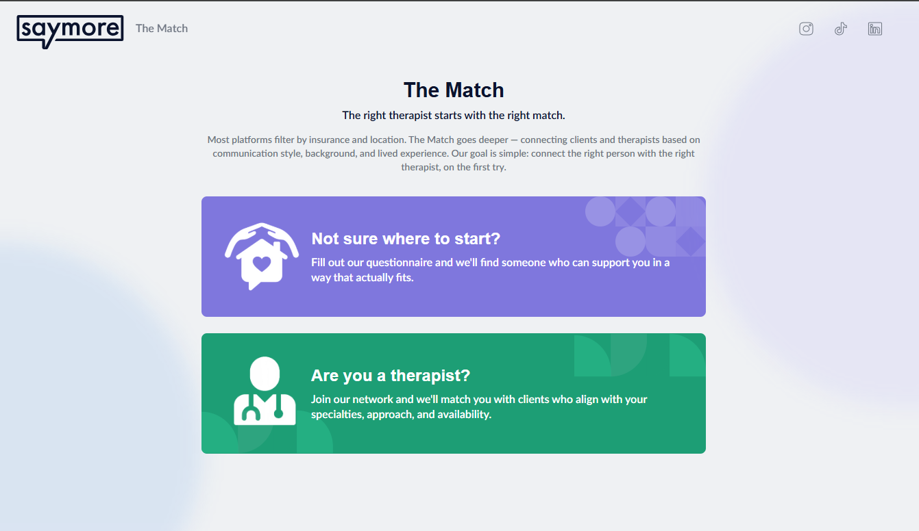 The Match - Therapist Matching Module